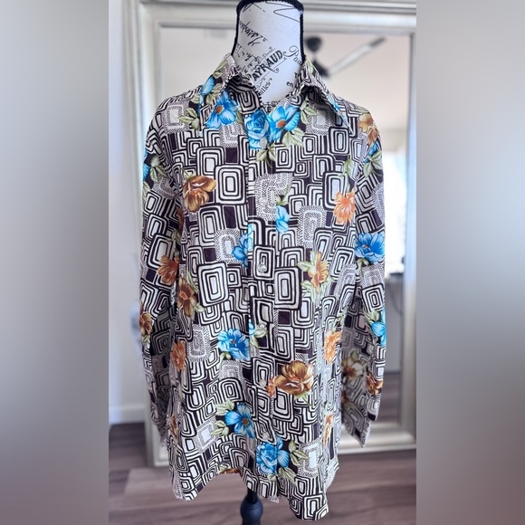 Vintage Tops - Vintage 70s Jubilee New York Weinststock Retro Abstract Psychedelic Button Shirt